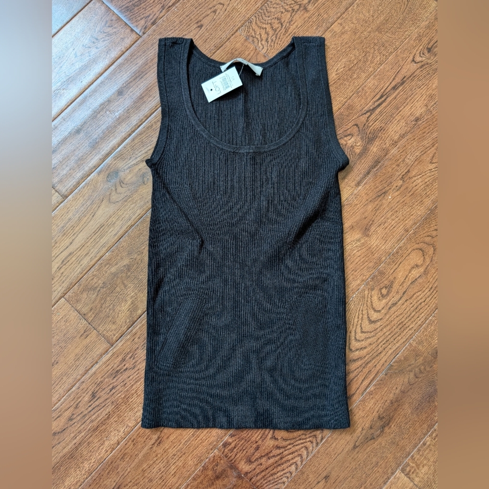 NWT Ladies Loft Ribbed Scoop Neck Sweater Tank Top Black Size XS